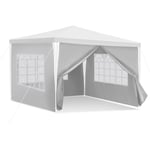 Swanew - Tonnelle Pavillon Tente de Jardin – Tente pratique pour la plage, montage facile avec Easy-Klett, parfait pour les fêtes 3x3m Blanc - Blanc