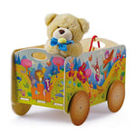 Dida – Chariot en Bois Enfant – Conteneur avec des Roues pour Les Jeux d'enfants - Décor Animaux de la forêt.