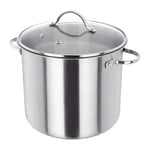 Judge HX314 Stainless Steel Stockpot with Glass Lid, Hollow Handles, 24cm, 8.5L Induction Ready, Oven Safe, Dishwasher Safe - 10 Year Guarantee