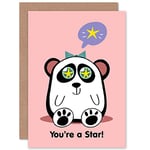 Kawaii Panda Star You're a Star Greeting Card With Envelope Blank Inside Premium Quality