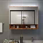 vidaXL LED-Spegelskåp för badrum ek 80x15x60 cm MDF 323606