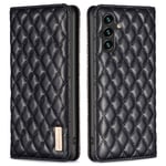 SKALO Samsung A15 4G BINFEN COLOR Big Wallet Quiltat Plånbok - Svart Svart