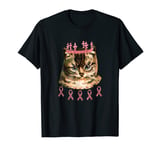 Cat Wearing Peach Crown Ee Uterine Cancer Awareness Ee Pea T-Shirt