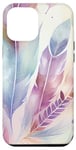 Coque pour iPhone 13 Pro Max Plumes de couleur pastel style bohème plumes de printemps