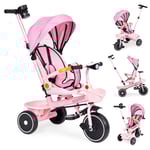 2-i-1 trehjuling barnvagn, vridbar sits, fällbar kapell, rosa, ECOTOYS
