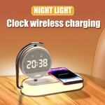 Multifunction Wireless Charger Pad Stand Clock LED Desk Table Lamp Night Light 1
