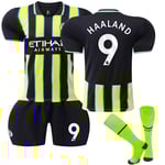 24-25 Haaland 9 Manchester City borta fotbollströjor för barn vuxna tröjor Kids 26(140-150cm)