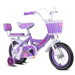 LHQ-HQ Children's Bicycles 14-inch Girls Bike 3-5-year-old Child Girl Car High-carbon Steel Bicycles, Pink/Purple/Blue Children's bicycle (Color : Purple)