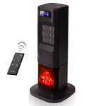 Portable Heater Energy Efficient, Ceramic Tower Fan, Fire place, Black - Nuovva