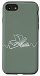 iPhone SE (2020) / 7 / 8 Minimal Book Line Art For Bookworm On Sage Green Case