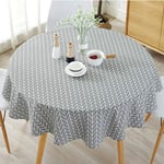 Round Tablecloth Linen Table Cover Indoor Nordic Style Table Cloth for Home Kitchen Living Room Circular Table Dust-Proof (grey arrow, diameter 150cm)