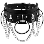 Halsband i PU-läder med nitar, svart punkrock-nitar