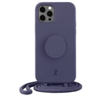 PopSockets x Just Elegance - Coque pour iPhone 12/12 Pro avec Collier Tressé amovible et un PopTop interchangeable - Purple