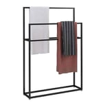 EEUK Towel Rail Freestanding, Towel Rail with 2 Rack, Towel Rack Stand for Bathroom, Clothes Valet Stand for Hand Towels or Bath Towels, Matte Black85*20 * 110