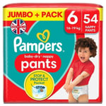 Pampers Baby-Dry Nappy Pants, Size 6 15kg+ Jumbo Pack (54 per pack)