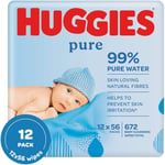 Huggies Pure Baby Wipes 12 Packs (672 Wipes Total) Wet Wipes for Sensitive Skin