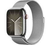 APPLE Watch Series 9 Cellular - 45 mm Silver Stainless Steel Case with Silver Milanese Loop, Stainless Steel
