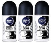 Nivea Men Roll On Deodorant Invisible Black and White Original 50ml x 3