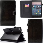 DodoBuy Case for Amazon Fire HD 10 Tablet, Sparkly Magnetic Flip Smart Cover PU Leather Slim Wallet Bag Stand with Card Slots - Black