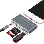 D-198 5 en 1 8 broches vers USB HUB + USB-C / Type-C + écouteur 3,5 mm + lecteur de carte SD + TF pour MacBook, PC, ordinateur portable, téléphones intelligents
