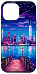 iPhone 14 Plus New York River View Retro Pixel Art Case