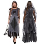 Womens Ladies Zombie Corpse Bride Costume Ghost Halloween Fancy Dress Size 10-14