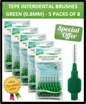 TEPE INTERDENTAL  GREEN 0.8MM - 40 ORAL BRUSHES - DENTAL TOOTH PLAQUE CLEANING