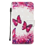 Draamvol Samsung A12 Case for Samsung Galaxy A12 Phone Case Shockproof PU Leather Wallet Flip Magnetic Closure Kickstand Card Slots Cover,Pink Butterfly