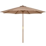 Rootz Parasoll - Träparaply - Trädgårdsparaply - Bambu solskydd - Paraplytak - Balkong - Khaki - Ø300 x H250 cm