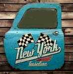 Vintage New York Gasoline Mirror Retro Automotive Wall Decor Classic Car Part