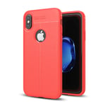 Apple iPhone X/XS Leather Texture Case Red