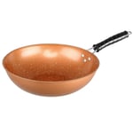 Copper Wok Chinese Stir Fry Non Stick Cooking Frying Pan Cookware Large 30cm 12"