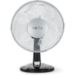 Netta - Oscillating Table Fan Black / Silver 23 Cm