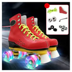 Double-Row Skates Roller Skates Boots with Flashing PU Wheels, Light And Breathable, Skating Rink Roller Quad Skate, Suitable for Unisex Beginners Adults Children,44