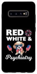 Coque pour Galaxy S10+ 4 juillet rouge blanc et psychiatrie patriotique psychiatrie