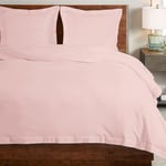 Pizuna Coton peigné Ensemble de Housse de Couette 260x220 cm 2 Personnes Rose Clair, 100% Coton Longue Tige 400 Fils Armure Satin, Housse de Couette de Luxe avec Fermeture à Boutons Rose Clair
