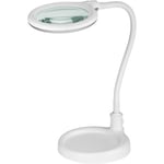 LED förstoringslampa med svanhals 6W - Vit, bordlampa, klämma