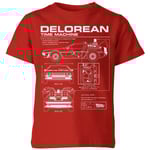 Back To The Future Delorean Schematic Kids' T-Shirt - Red - 3-4 Years