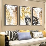Wall Art Leaf Canvas Paintings Gold and Black Leaves Posters Marble Painting Artwork Abstract Paintings for Bathroom Bedroom Living Room Home Decor,No Frame,40 * 60CM