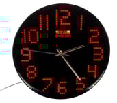 Cadeau Fête des Mères - Horloge murale ronde JB-231 avec LED rouge – Lecture facile et complète avec chiffres lumineux de grande taille - Adaptée à tous les environnements y compris pour malvoyants