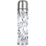 Musical Notes Vacuum Insulated Water Bottles Leak Proof Small Thermos Stainless King Flask hot Drinks for Travel School Business 500ml 26x6.7cm