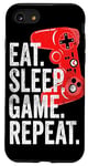 Coque pour iPhone SE (2020) / 7 / 8 Jeux vidéo Eat Sleep Game Funny Gamer Boys Adolescents Cadeau