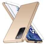YIIWAY Samsung Galaxy S20 FE 4G / 5G Case + Tempered Glass Screen Protector, Gold Ultra Slim Protective Case Hard Cover Shell for Samsung Galaxy S20 FE 4G / 5G YW41781