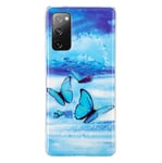 Samsung Galaxy A32 5G Case, A32 Samsung Case 3D Creative Luminous Fluorescent Night Glow Soft Silicone TPU Rubber Bumper Shockproof Protective Case for Samsung A32 5G Phone Cover, Blue Butterflies