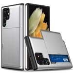 Samsung Galaxy S24 Ultra cover med slide-kortholder - Sølv