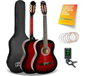3RD AVENUE Full Size 4/4 Classical Guitar Bundle - Redburst, Red