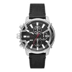 Diesel Watch for Men Griffed, Chronograph Movement, 42 mm Silver Stainless Steel Case with a Leather Strap, DZ4603