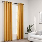 vidaXL Linen-Look Blackout Curtains with Grommets 2pcs Yellow 140x245cm Room