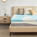 SINWEEK Surmatelas en Mousse à mémoire de Forme de 7,6 cm, 5 Zones pour soulager la Pression, certifié CertiPUR-US, Grand lit, Bleu