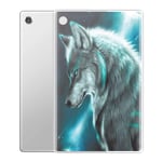 Yoedge Case Compatible for Lenovo Tab M10 TB-X605F/X505F-Cover Silicone Soft Clear with Design Print Cute Pattern Antiurto Shockproof Back Protective Tablet Cases for Lenovo Tab M10, Wolf